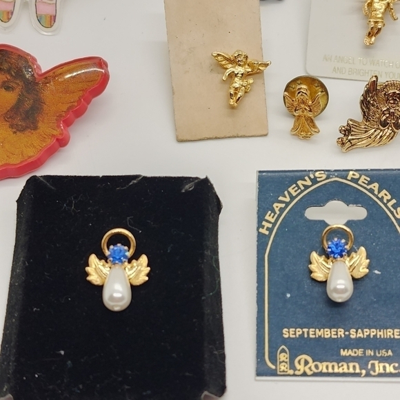 Vtg bulk Lot of 33 resellers Angel cupid Cherub pinback pin lapel brooch - Picture 4 of 12